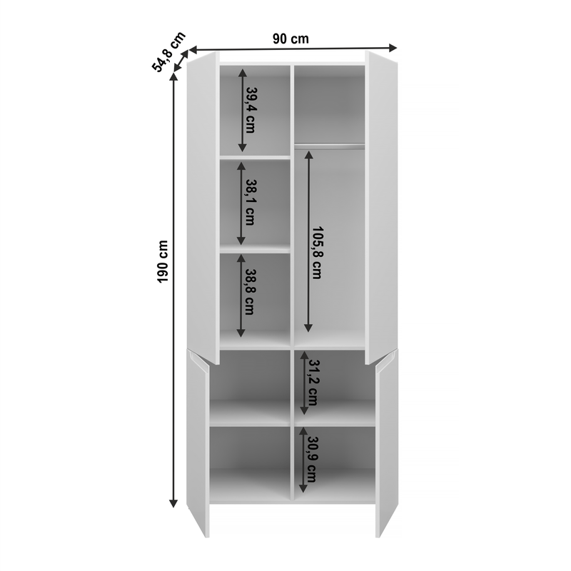 Casa si Gradina - Mobilier - Dulapuri si sifoniere - Dulapuri - Dulap cu spatiu pt. merase 4D, alb / alb cu luciu extra ridicat HG, JOLK - Infinity.ro