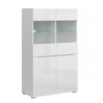 Casa si Gradina - Mobilier - Dulapuri si sifoniere - Dulapuri - Vitrina 2D2W, alb / alb cu luciu extra ridicat HG, JOLK - Infinity.ro