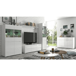 Casa si Gradina - Mobilier - Dulapuri si sifoniere - Dulapuri - Vitrina 2D2W, alb / alb cu luciu extra ridicat HG, JOLK - Infinity.ro