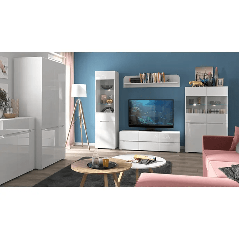 Casa si Gradina - Mobilier - Comode si corpuri - Comode - Scrin 2D2S, alb / alb cu luciu extra ridicat HG, JOLK - Infinity.ro