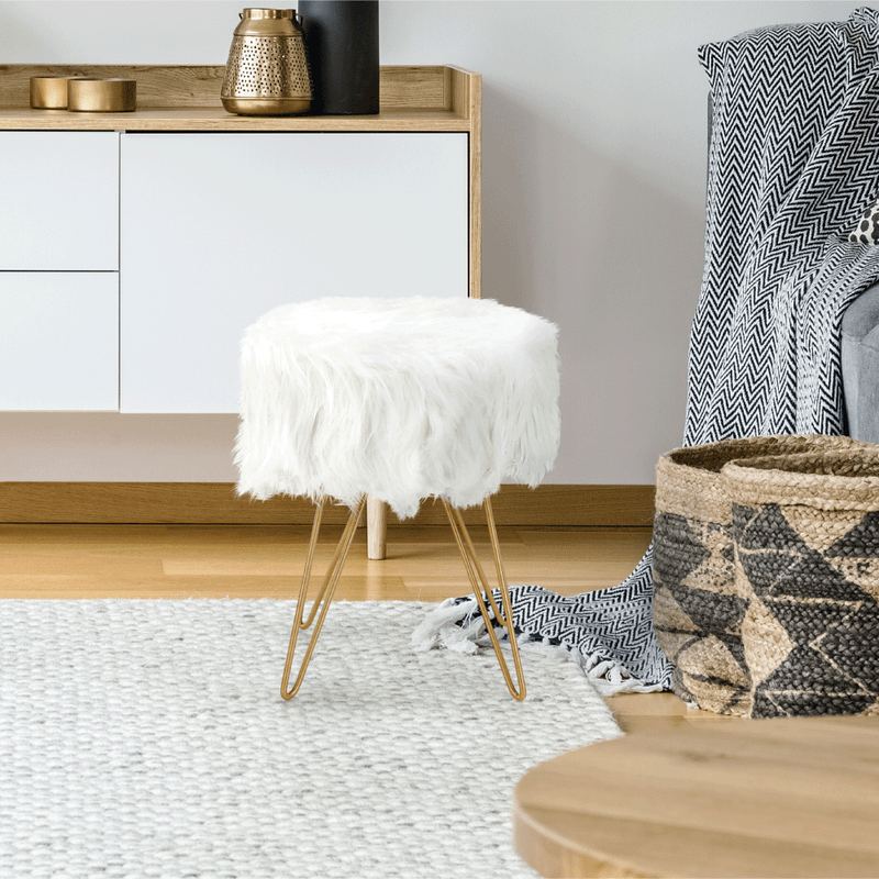 Casa si Gradina - Mobilier - Scaune si fotolii - Tabureti - Taburet, alb/vopsea aurie, JAMINA - Infinity.ro