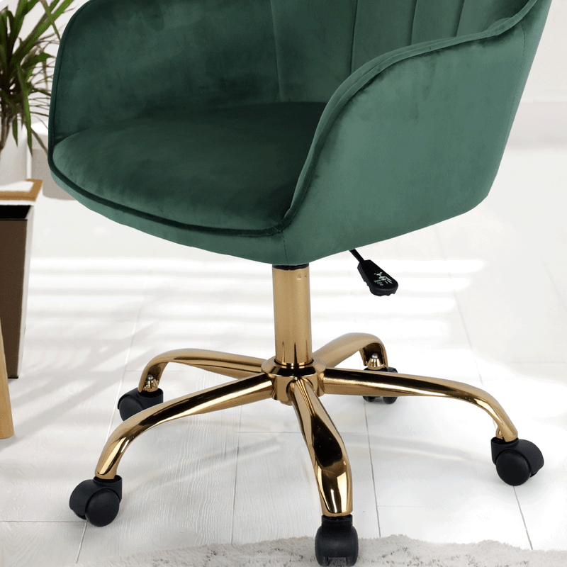 Casa si Gradina - Mobilier - Scaune si fotolii - Fotolii - Fotoliu de birou, verde material Velvet /auriu, EROL - Infinity.ro