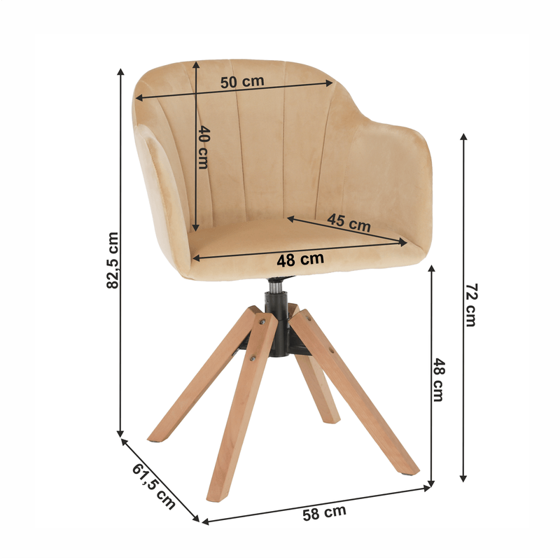 Casa si Gradina - Mobilier - Scaune si fotolii - Fotolii - Fotoliu rotativ, textil Velvet, bej/fag, DALIO - Infinity.ro