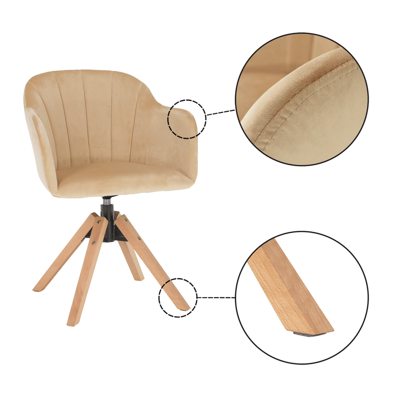 Casa si Gradina - Mobilier - Scaune si fotolii - Fotolii - Fotoliu rotativ, textil Velvet, bej/fag, DALIO - Infinity.ro