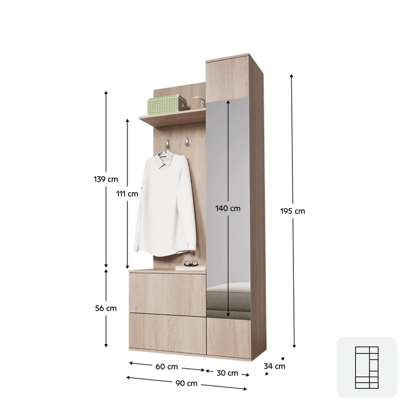 Casa si Gradina - Mobilier - Organizare si depozitare - Cuiere - Ansamblu pentru hol, stejar sonoma, GADIS - Infinity.ro