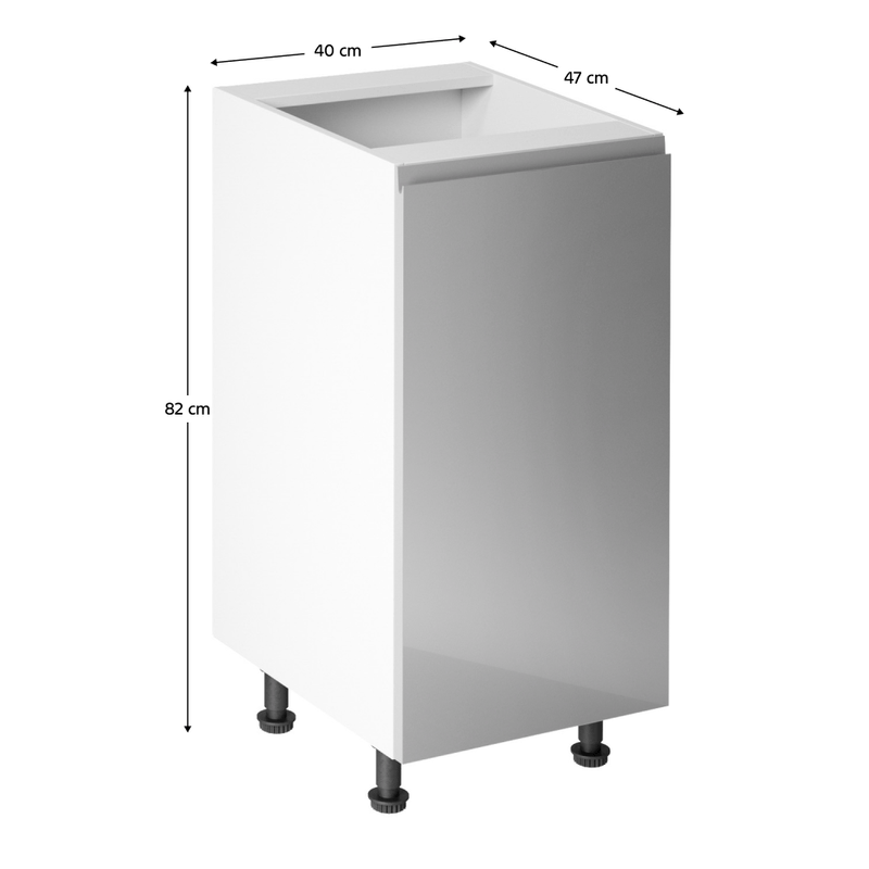 Casa si Gradina - Mobilier - Dulapuri si sifoniere - Dulapuri - Dulap inferior, alb/gri extra lucios, dreapta, AURORA D40 - Infinity.ro