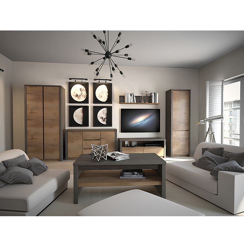 Casa si Gradina - Mobilier - Comode si corpuri - Noptiere - Noptiera, stejar lefkas inchis/gri, MONTANA SN - Infinity.ro