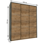 Casa si Gradina - Mobilier - Dulapuri si sifoniere - Dulapuri - Dulap cu trei usi, stejar lefkas inchis/gri, MONTANA S3D - Infinity.ro