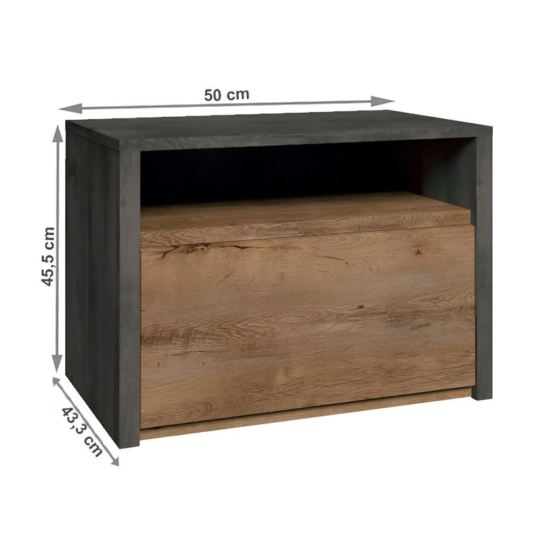 Casa si Gradina - Mobilier - Comode si corpuri - Noptiere - Noptiera, stejar lefkas inchis/gri, MONTANA SN - Infinity.ro