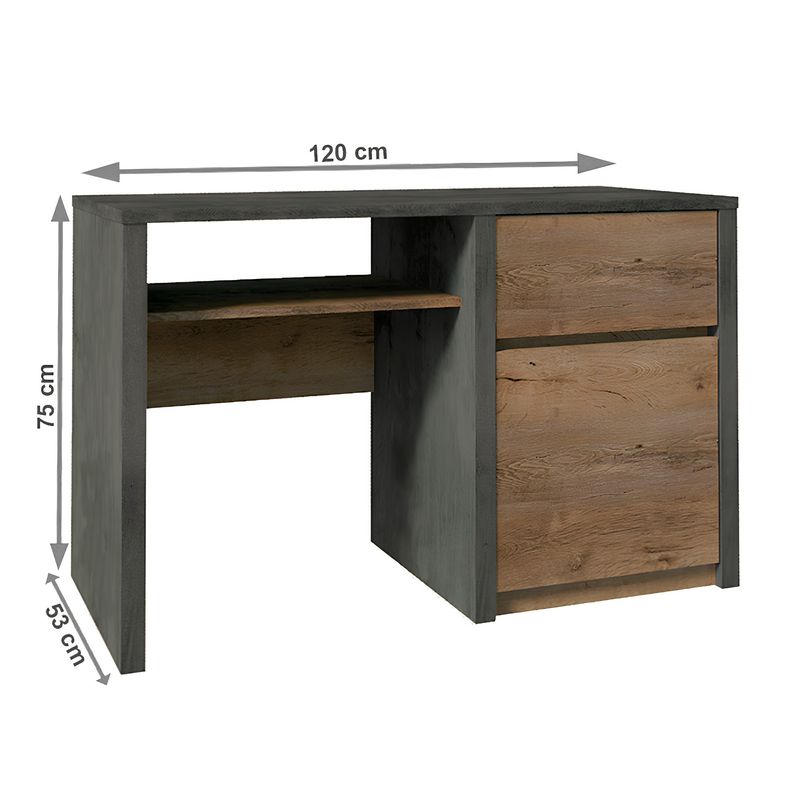 Casa si Gradina - Mobilier - Mese si birouri - Birouri - Birou PC, stejar lefkas inchis/gri, MONTANA B1 - Infinity.ro