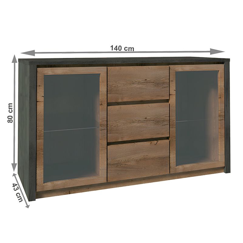 Casa si Gradina - Mobilier - Comode si corpuri - Comode - Comoda, stejar lefkas inchis/gri, MONTANA K2D - Infinity.ro