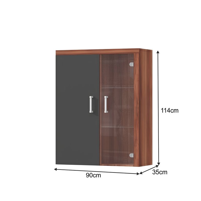 Casa si Gradina - Mobilier - Dulapuri si sifoniere - Dulapuri - Vitrina suspendabila CHERIS 4, prun/grafit gri - Infinity.ro