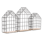 Casa si Gradina - Mobilier - Biblioteci si rafturi - Rafturi - Set de 3 rafturi, natural/negru, AZURI - Infinity.ro