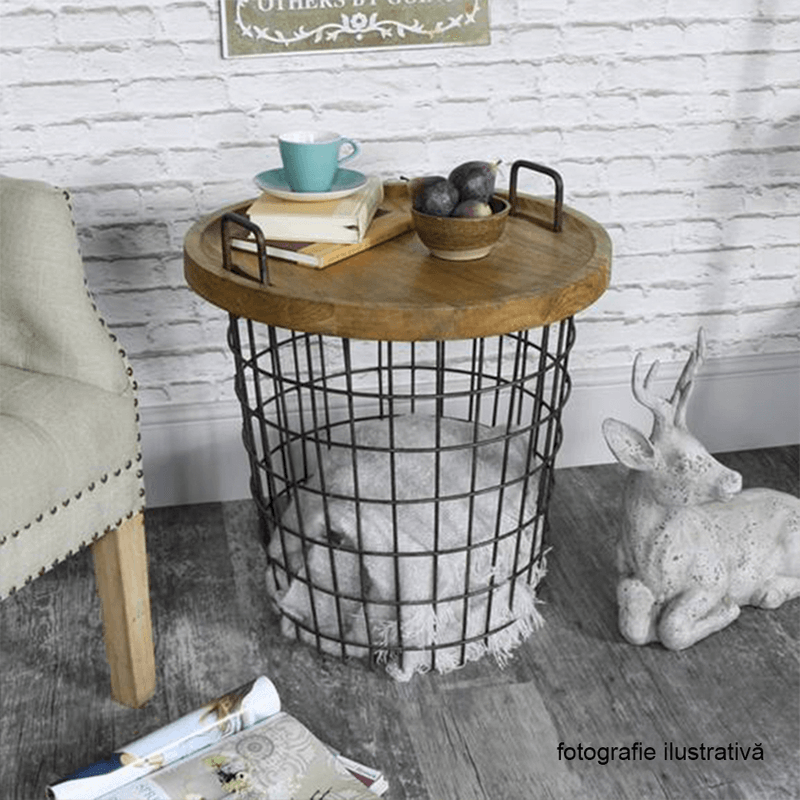 Casa si Gradina - Mobilier - Mese si birouri - Masute de cafea - Masuta auxiliara, model natural/negru, NANDO - Infinity.ro