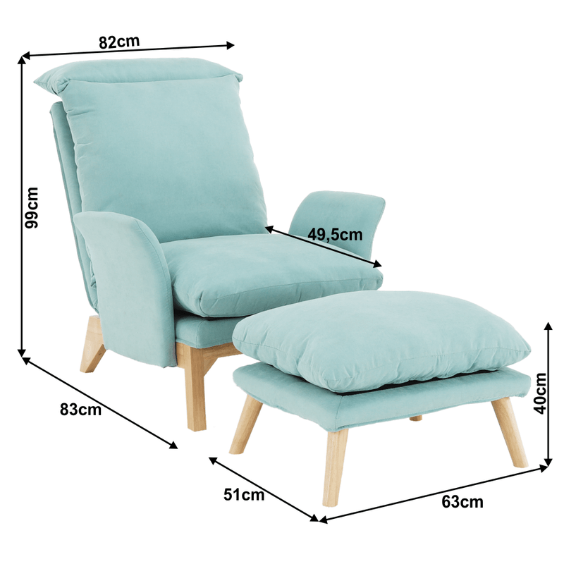 Casa si Gradina - Mobilier - Scaune si fotolii - Scaune - Scaun cu suport pt. picioare, mentol / natural, ZANDER - Infinity.ro