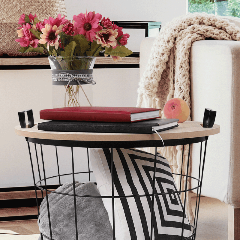 Casa si Gradina - Mobilier - Mese si birouri - Masute de cafea - Masuta auxiliara, model natural/negru, NANDO - Infinity.ro