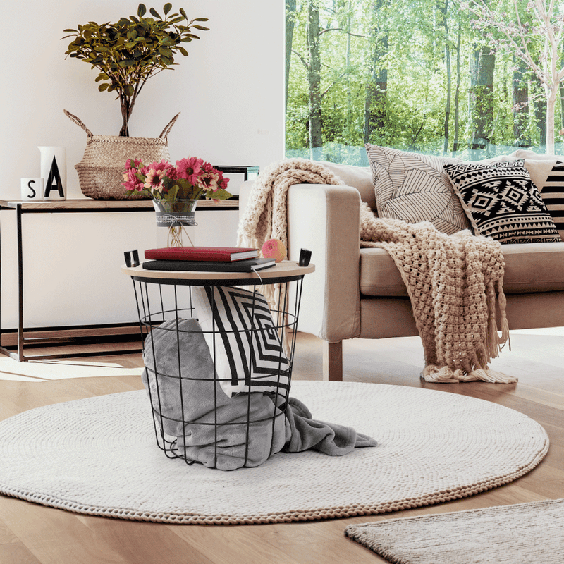 Casa si Gradina - Mobilier - Mese si birouri - Masute de cafea - Masuta auxiliara, model natural/negru, NANDO - Infinity.ro