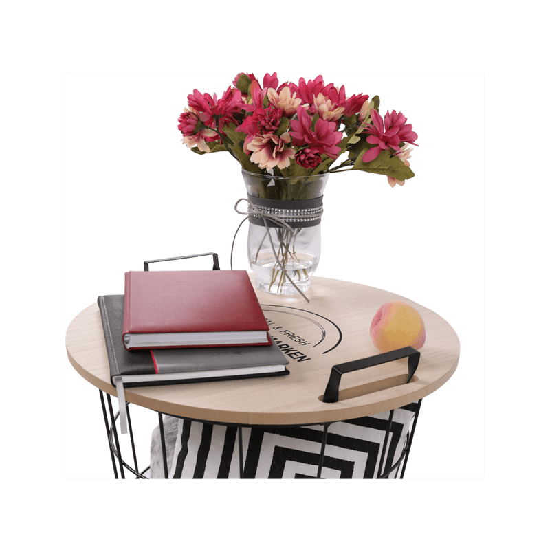 Casa si Gradina - Mobilier - Mese si birouri - Masute de cafea - Masuta auxiliara, model natural/negru, NANDO - Infinity.ro