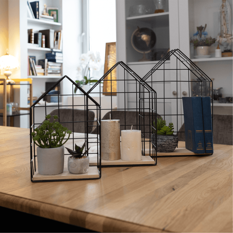 Casa si Gradina - Mobilier - Biblioteci si rafturi - Rafturi - Set de 3 rafturi, natural/negru, AZURI - Infinity.ro