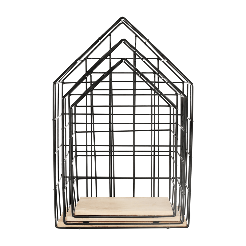 Casa si Gradina - Mobilier - Biblioteci si rafturi - Rafturi - Set de 3 rafturi, natural/negru, AZURI - Infinity.ro