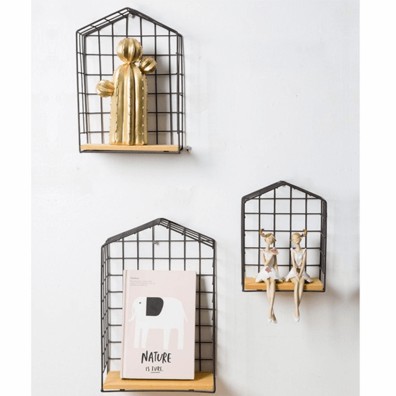 Casa si Gradina - Mobilier - Biblioteci si rafturi - Rafturi - Set de 3 rafturi, natural/negru, AZURI - Infinity.ro