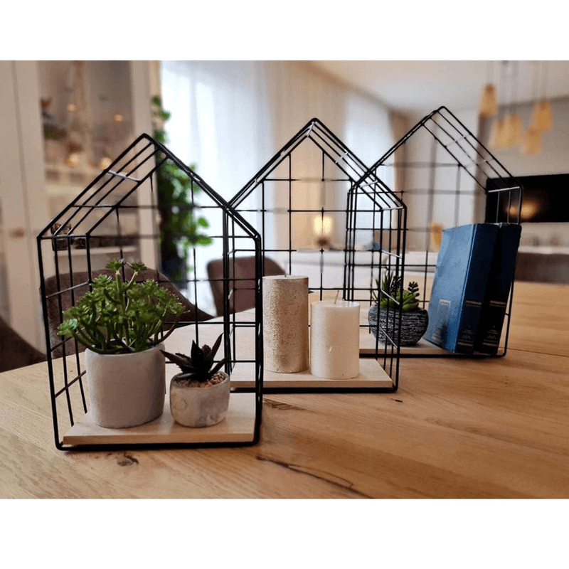 Casa si Gradina - Mobilier - Biblioteci si rafturi - Rafturi - Set de 3 rafturi, natural/negru, AZURI - Infinity.ro