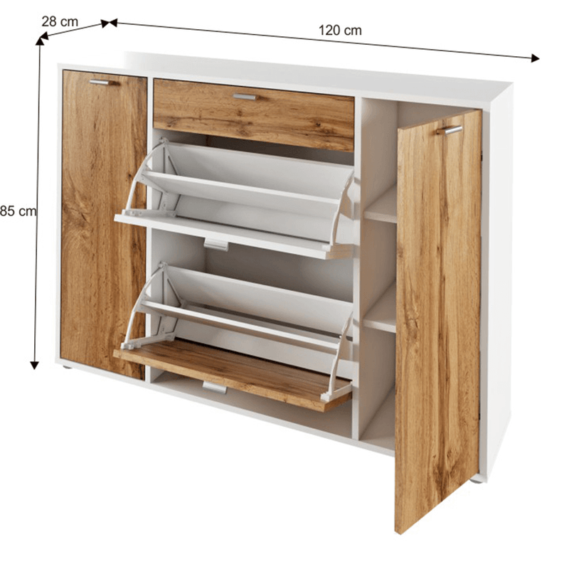Casa si Gradina - Mobilier - Dulapuri si sifoniere - Dulapuri pantofi - Pantofar, alb/stejar wotan, ANABELA - Infinity.ro