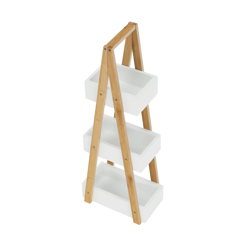 Casa si Gradina - Mobilier - Biblioteci si rafturi - Rafturi - Raft, bambus/alb, VEGO - Infinity.ro