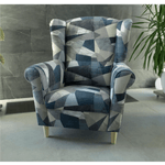 Casa si Gradina - Mobilier - Scaune si fotolii - Fotolii - Fotoliu, material gri-albastru cu model, CHARLOT - Infinity.ro