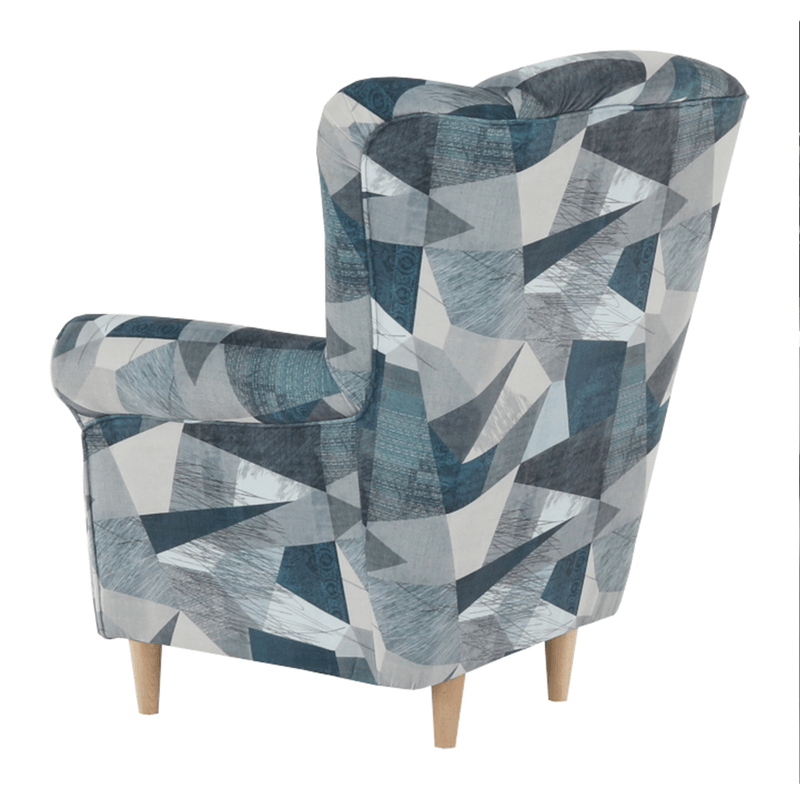 Casa si Gradina - Mobilier - Scaune si fotolii - Fotolii - Fotoliu, material gri-albastru cu model, CHARLOT - Infinity.ro