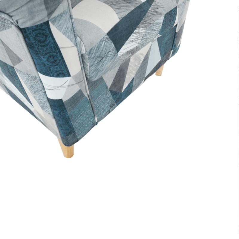 Casa si Gradina - Mobilier - Scaune si fotolii - Fotolii - Fotoliu, material gri-albastru cu model, CHARLOT - Infinity.ro