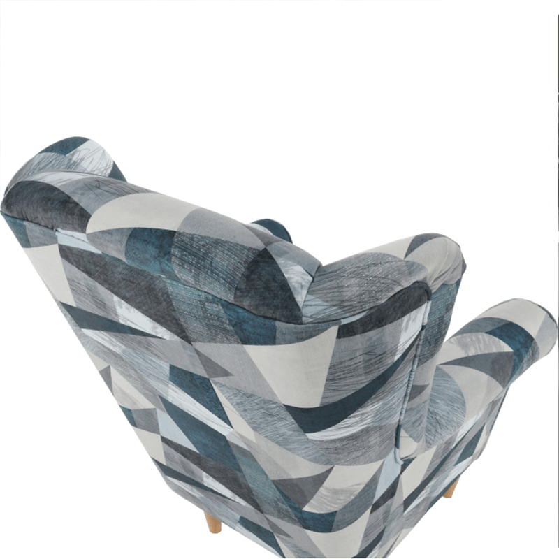 Casa si Gradina - Mobilier - Scaune si fotolii - Fotolii - Fotoliu, material gri-albastru cu model, CHARLOT - Infinity.ro