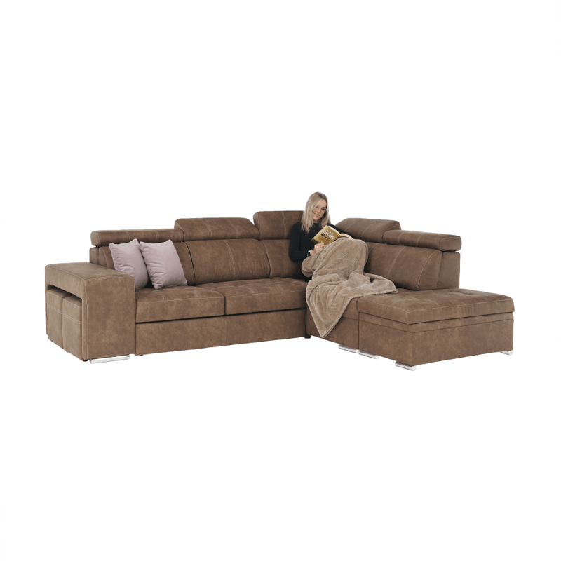 Casa si Gradina - Mobilier - Canapele si coltare - Coltare - Coltar, material maro/violet deschis, dreapta, LANZA - Infinity.ro