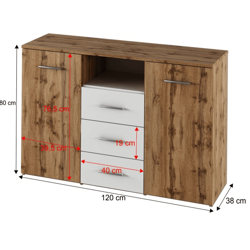 Casa si Gradina - Mobilier - Comode si corpuri - Comode - Comoda, stejar wotan/alba, GABRIELA - Infinity.ro