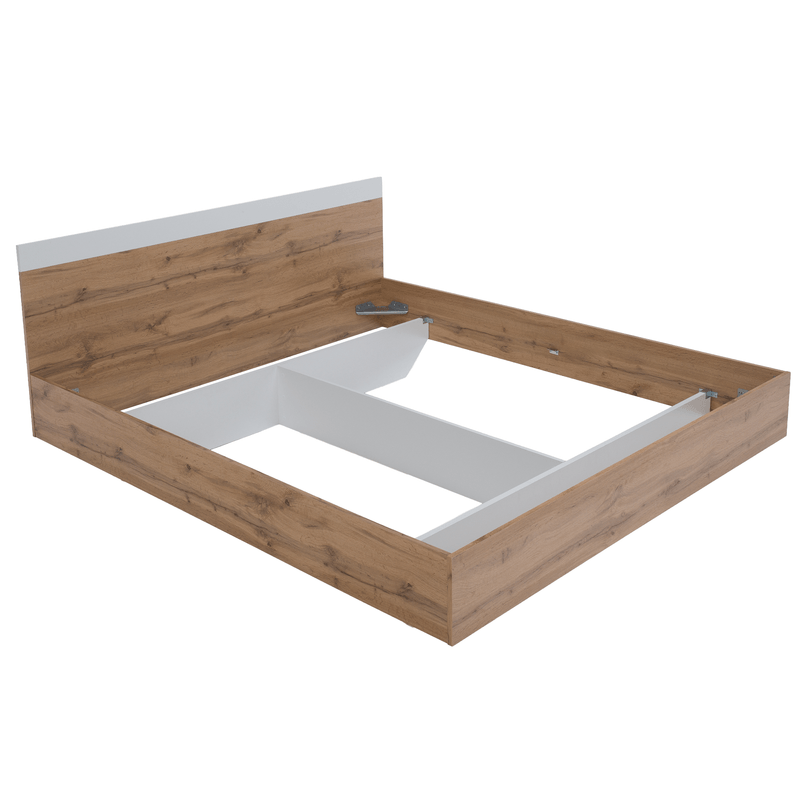 Casa si Gradina - Mobilier - Paturi si accesorii - Paturi - Pat dublu, 180x200, stejar wotan/alb, GABRIELA - Infinity.ro