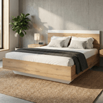 Casa si Gradina - Mobilier - Paturi si accesorii - Paturi - Pat dublu, 180x200, stejar wotan/alb, GABRIELA - Infinity.ro