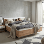 Casa si Gradina - Mobilier - Paturi si accesorii - Paturi - Pat dublu, 180x200, stejar wotan/alb, GABRIELA - Infinity.ro