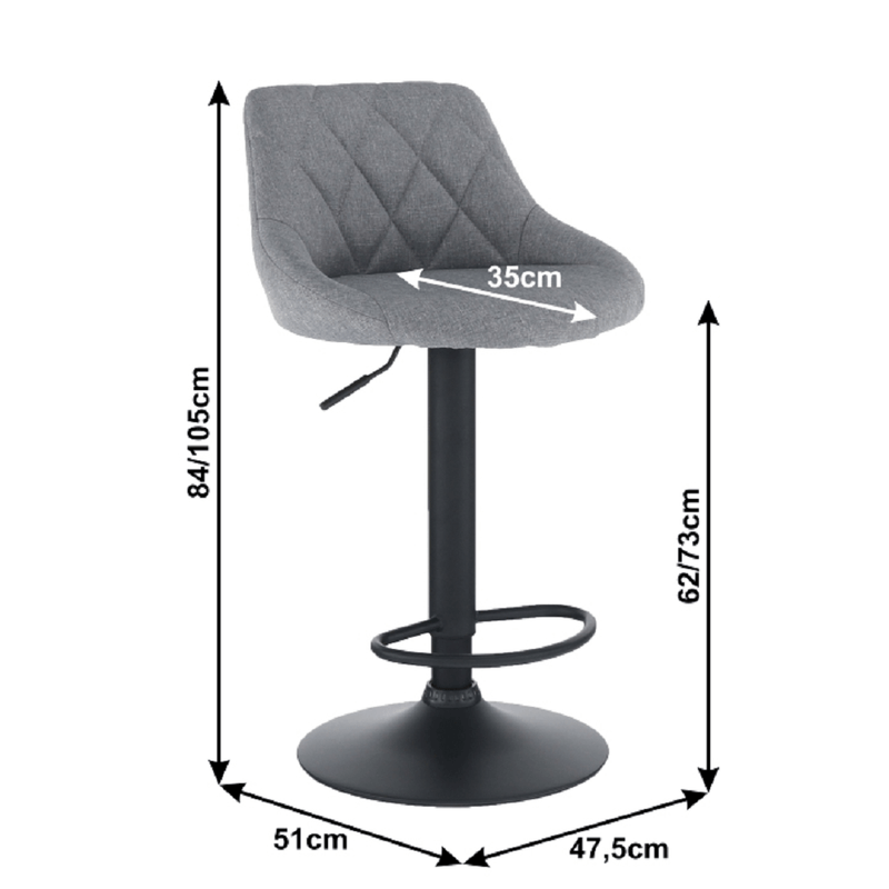 Casa si Gradina - Mobilier - Scaune si fotolii - Scaune - Scaun bar, material textil gri/negru, TERKAN - Infinity.ro