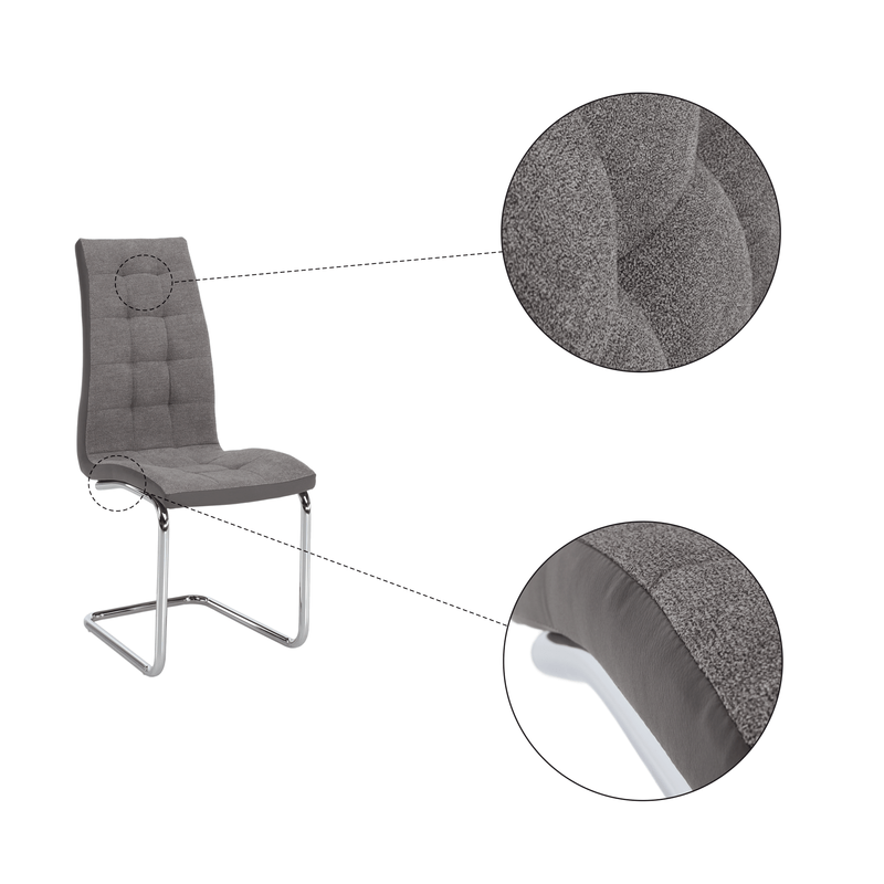 Casa si Gradina - Mobilier - Scaune si fotolii - Scaune - Scaun bucatarie, material textil gri deschis/piele ecologica gri/crom, SALOMA NEW - Infinity.ro