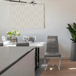 Casa si Gradina - Mobilier - Scaune si fotolii - Scaune - Scaun bucatarie, material textil gri deschis/piele ecologica gri/crom, SALOMA NEW - Infinity.ro