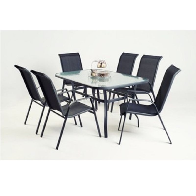 Casa si Gradina - Mobilier - Mese si birouri - Mese bucatarie si dining - Masa de sufragerie, otel negru/sticla securizata, DEMAT - Infinity.ro