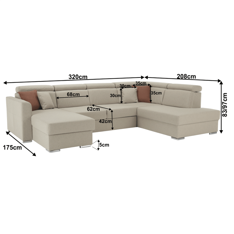 Casa si Gradina - Mobilier - Canapele si coltare - Coltare - Coltar de lux, bej/caramiziu, dreapta, MARIETA U - Infinity.ro