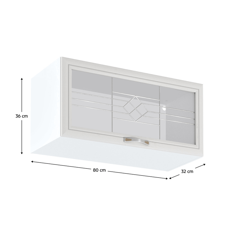 Casa si Gradina - Mobilier - Dulapuri si sifoniere - Dulapuri - Dulap superior G80KS cu geam, alb/pin Andersen, SICILIA - Infinity.ro