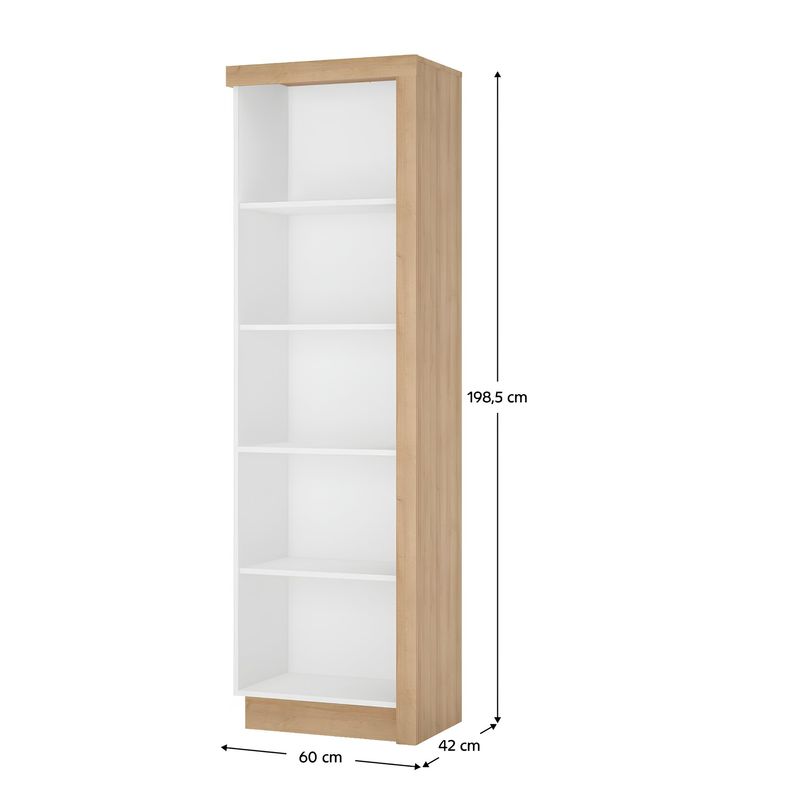Casa si Gradina - Mobilier - Biblioteci si rafturi - Etajere - Etajera LYOR01, stejar riviera/alb extra lucios HG, stanga, LEONARDO - Infinity.ro