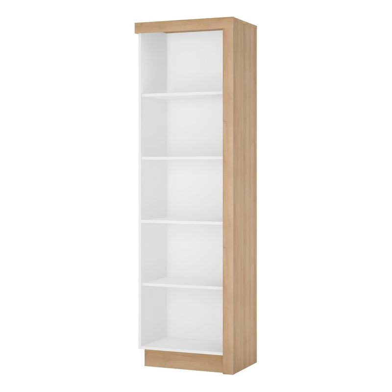 Casa si Gradina - Mobilier - Biblioteci si rafturi - Etajere - Etajera LYOR01, stejar riviera/alb extra lucios HG, stanga, LEONARDO - Infinity.ro