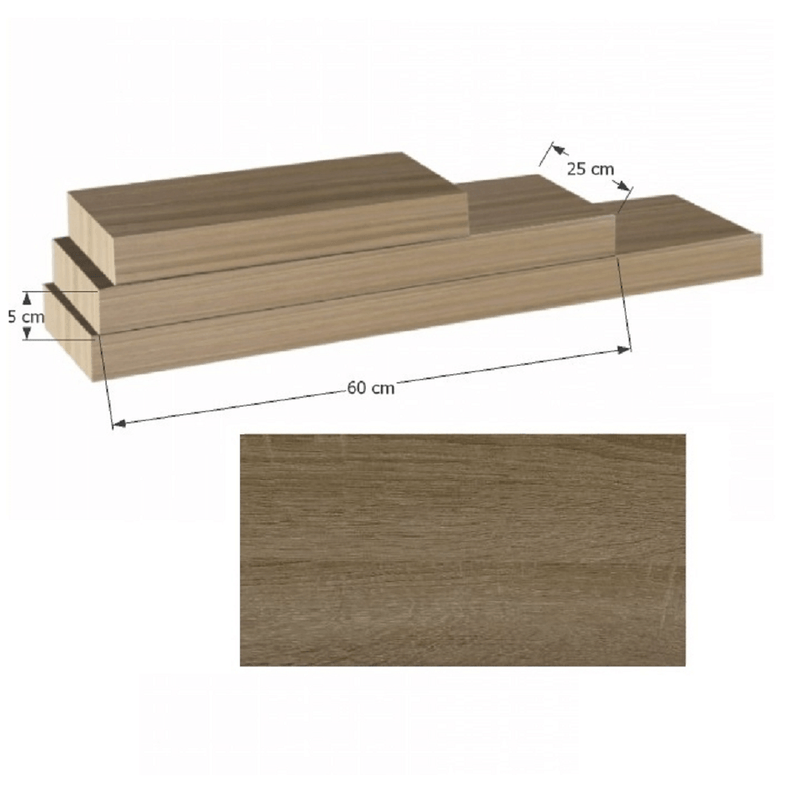 Casa si Gradina - Mobilier - Biblioteci si rafturi - Rafturi - Polita 60x25 din MDF, stejar trufa, GANA FY 11044-3 - Infinity.ro