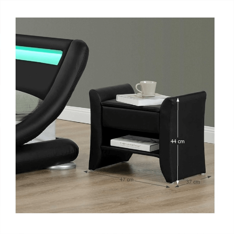 Casa si Gradina - Mobilier - Comode si corpuri - Noptiere - Noptiera, piele eco neagra, BOLTON - Infinity.ro