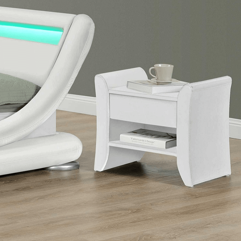 Casa si Gradina - Mobilier - Comode si corpuri - Noptiere - Noptiera, piele ecologica alba, BOLTON - Infinity.ro