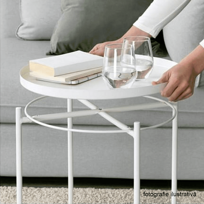 Casa si Gradina - Mobilier - Mese si birouri - Masute de cafea - Masuta portabila cu roti, alb, DERIN - Infinity.ro