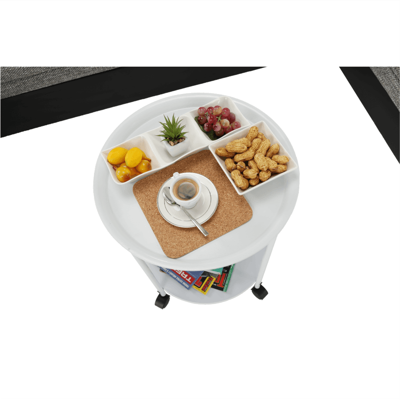 Casa si Gradina - Mobilier - Mese si birouri - Masute de cafea - Masuta portabila cu roti, alb, DERIN - Infinity.ro